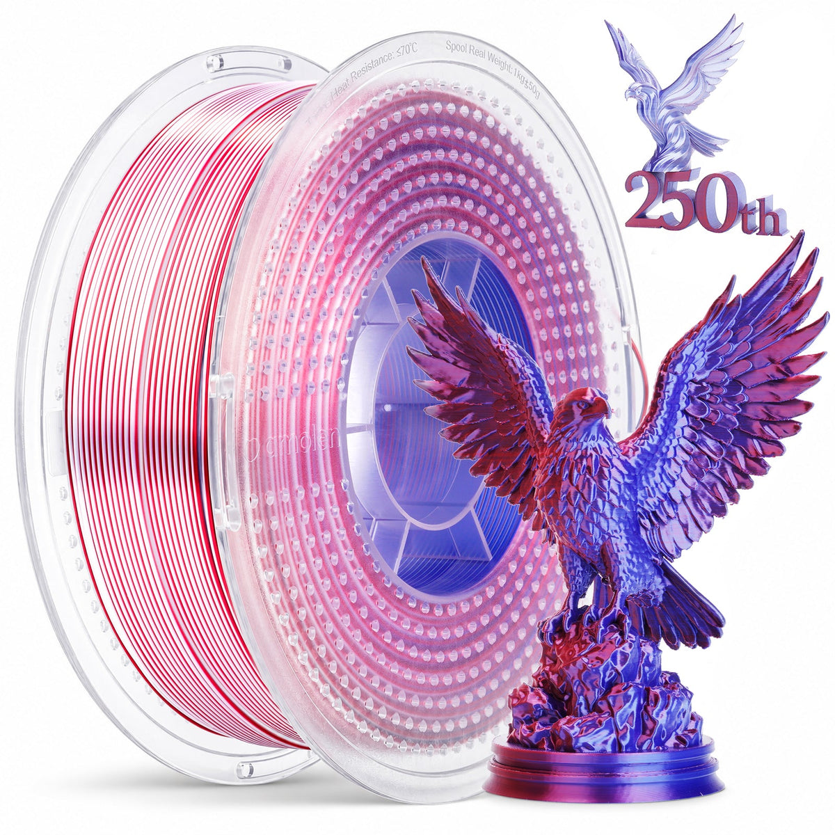 AMOLEN Triple-Color Silk PLA Filament, 1.75mm, 1kg