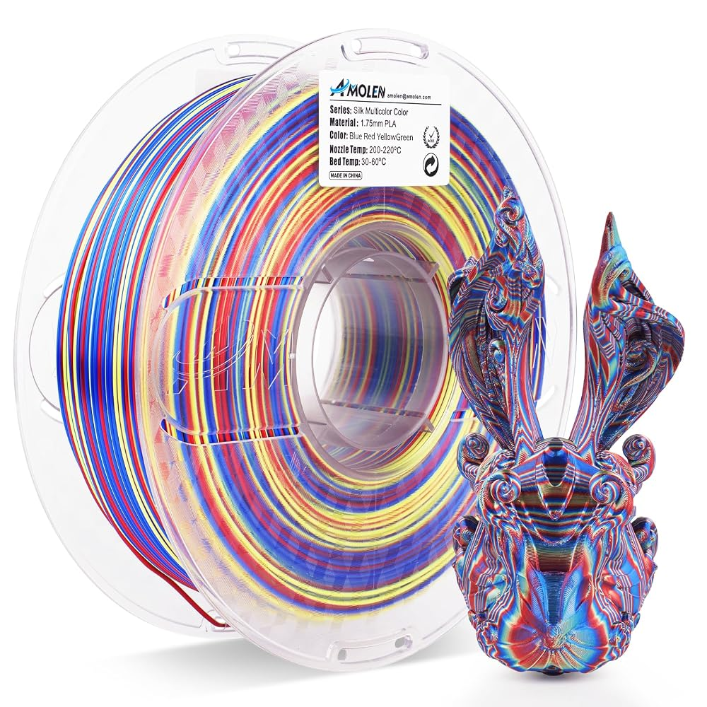 AMOLEN S-Series Multicolor Silk PLA, 1.75mm, 1kg