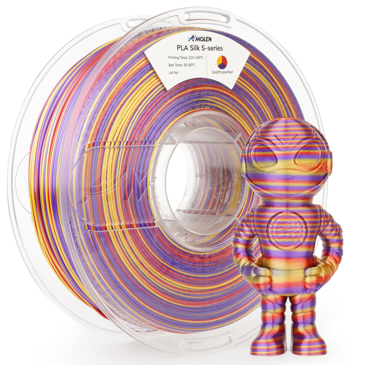 AMOLEN S-Series Multicolor Silk PLA, 1.75mm, 1kg