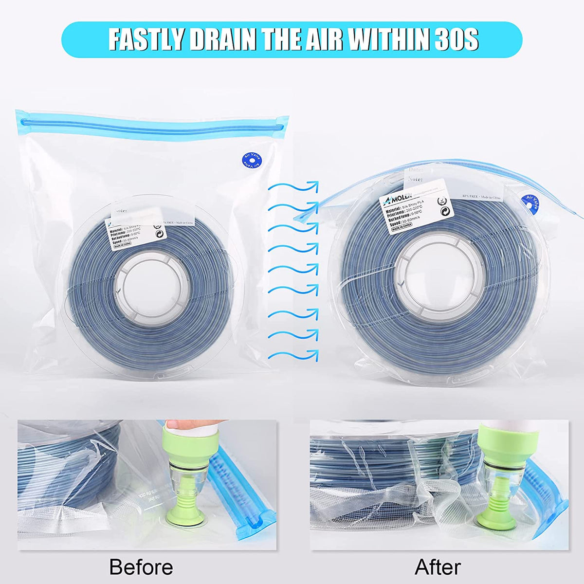 Vacuum Filament Storage Kit - 16 Bags + Automatic Pump