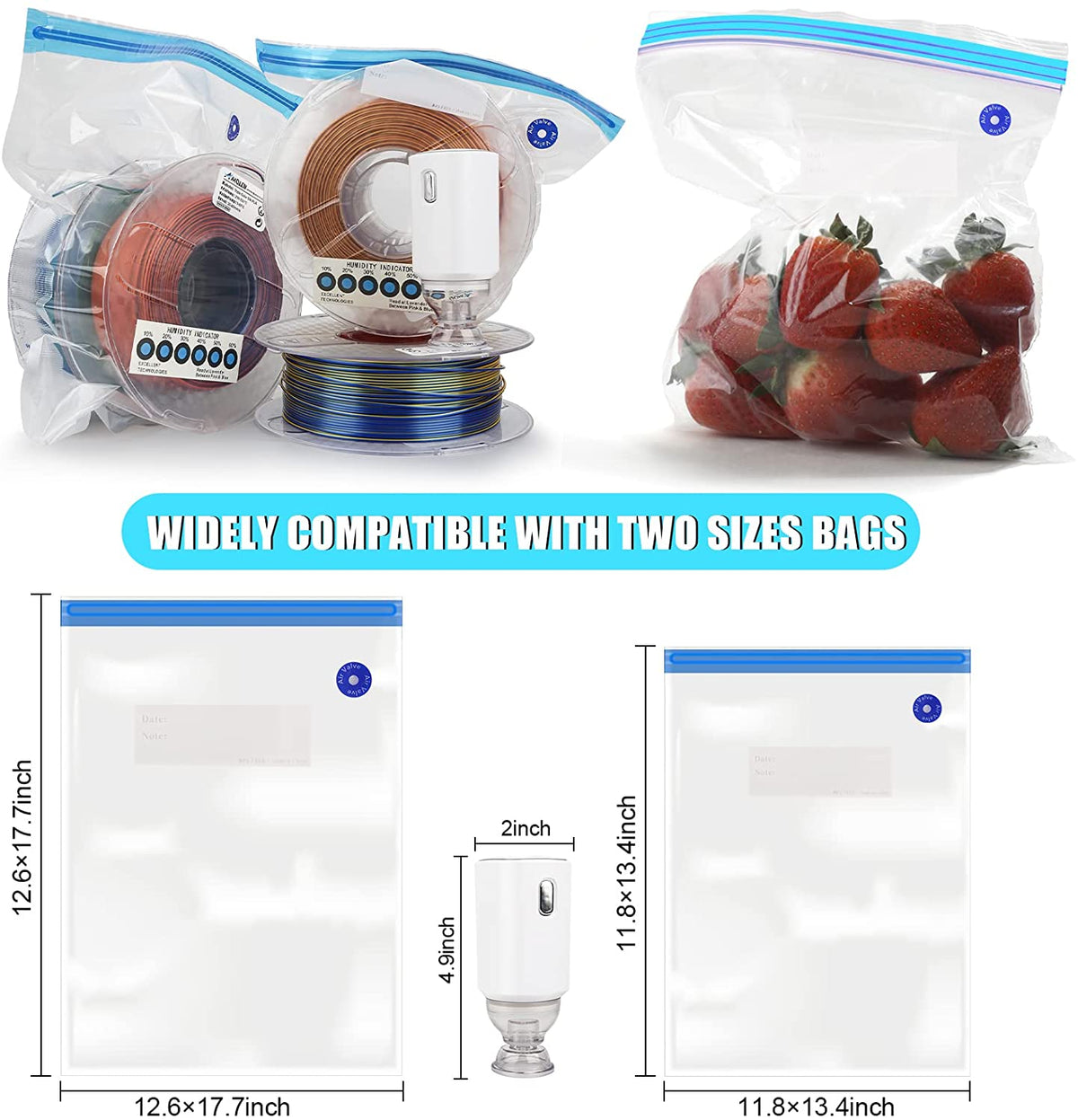 Vacuum Filament Storage Kit - 16 Bags + Automatic Pump