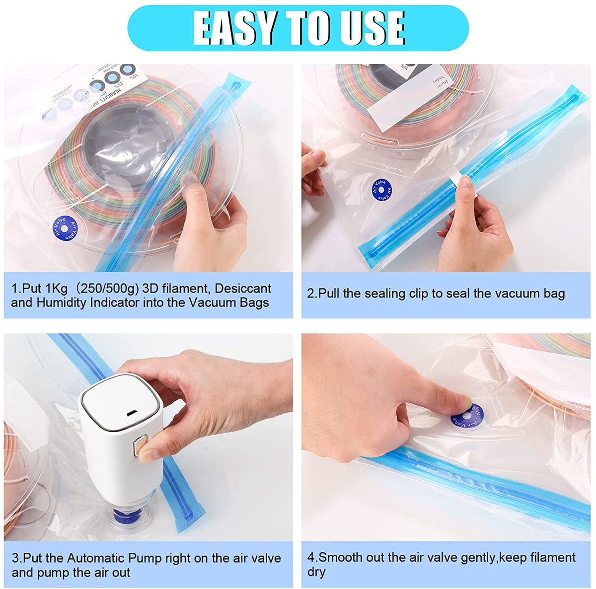Vacuum Filament Storage Kit - 16 Bags + Automatic Pump