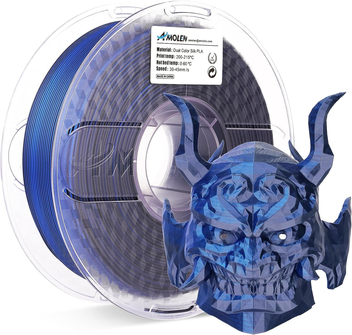 AMOLEN Dual-Color Silk PLA Filament, 1.75mm, 1kg