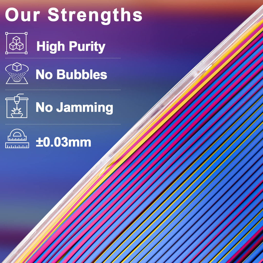 AMOLEN Triple-Color Silk PLA Filament, 1.75mm, 1kg