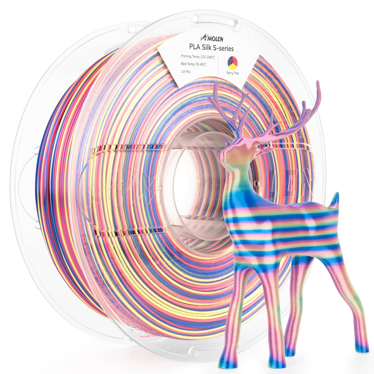 AMOLEN S-Series Multicolor Silk PLA, 1.75mm, 1kg
