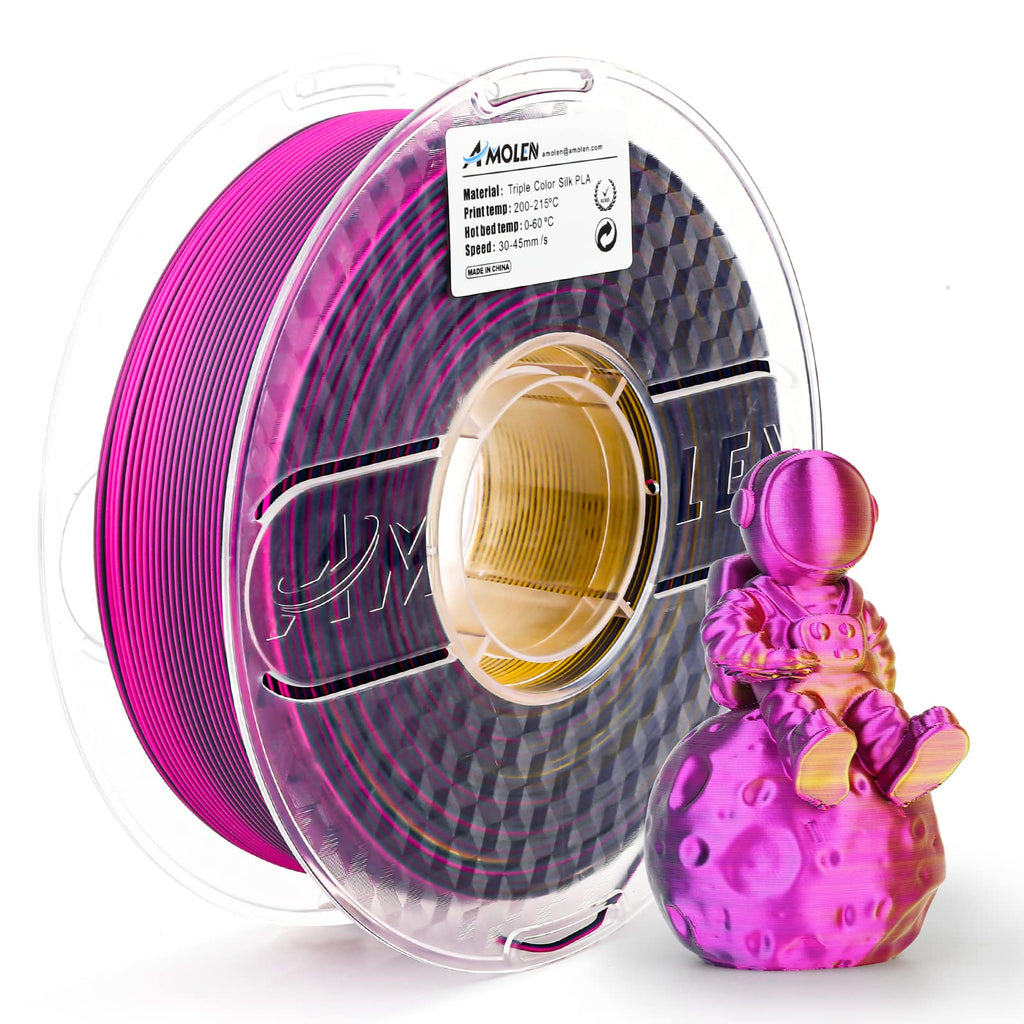 AMOLEN Triple-Color Silk PLA Filament, 1.75mm, 1kg