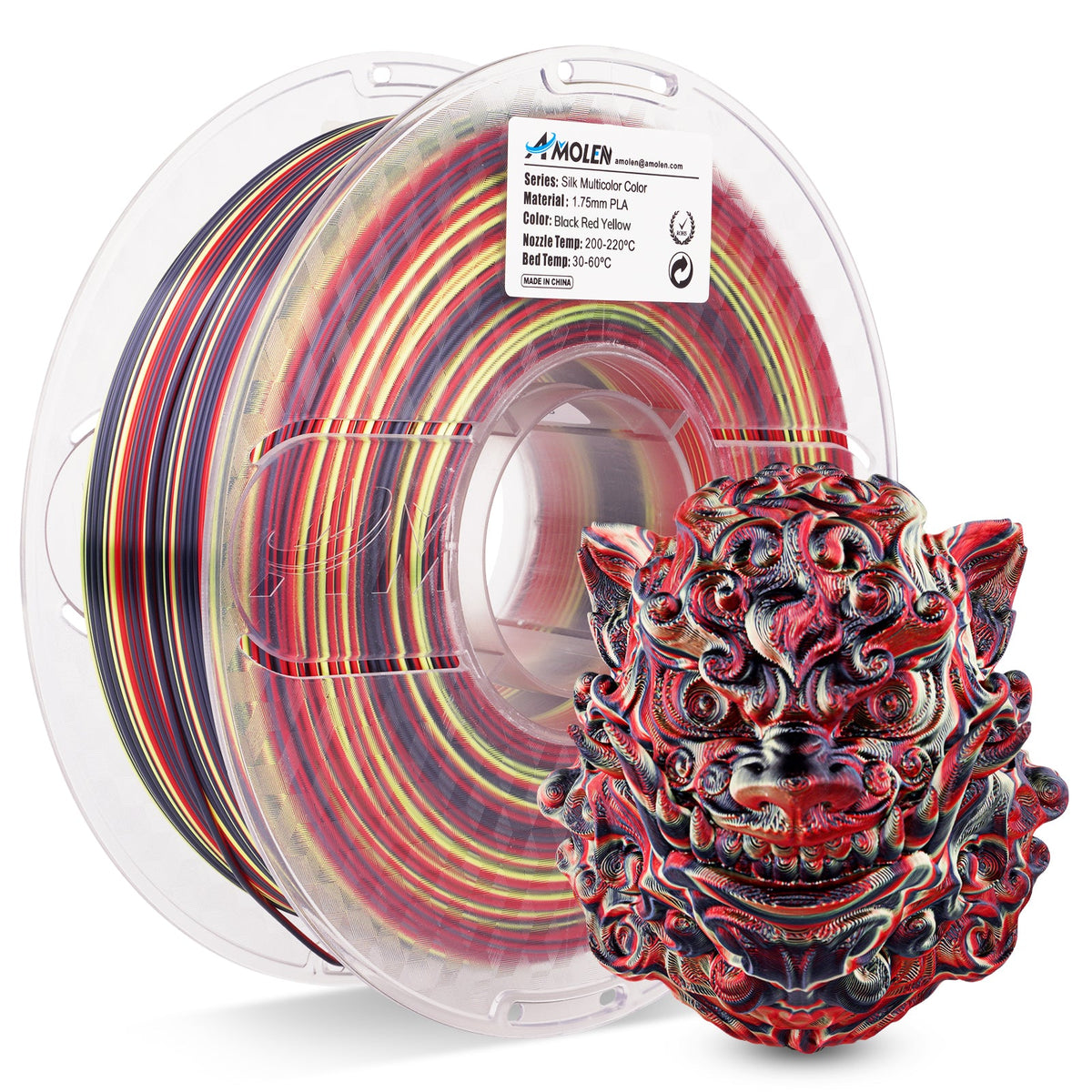 AMOLEN S-Series Multicolor Silk PLA, 1.75mm, 1kg